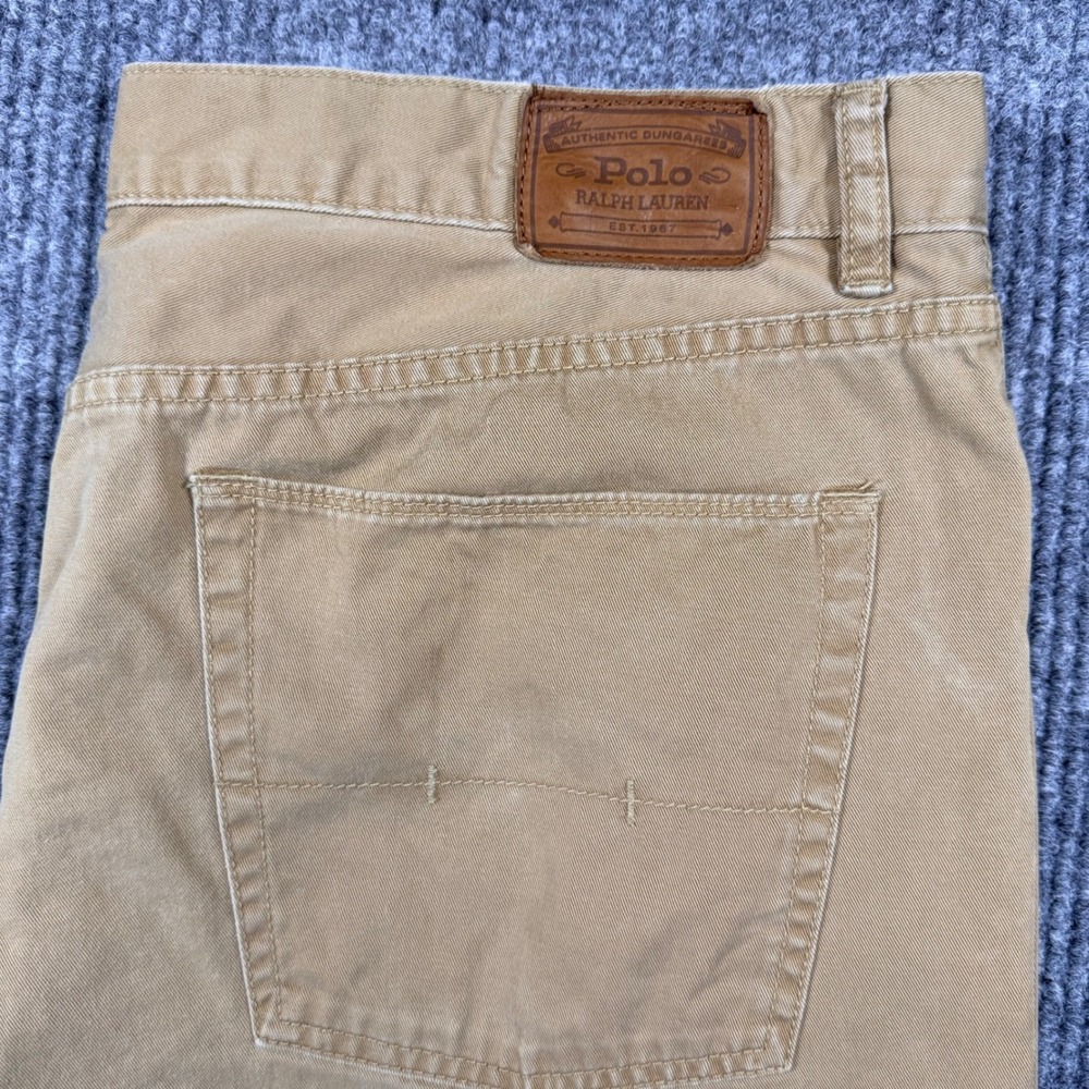 Polo Ralph Lauren Mens Tan Khaki Authentic Dungarees Straight Leg Pants 38x30 - Picture 3 of 11